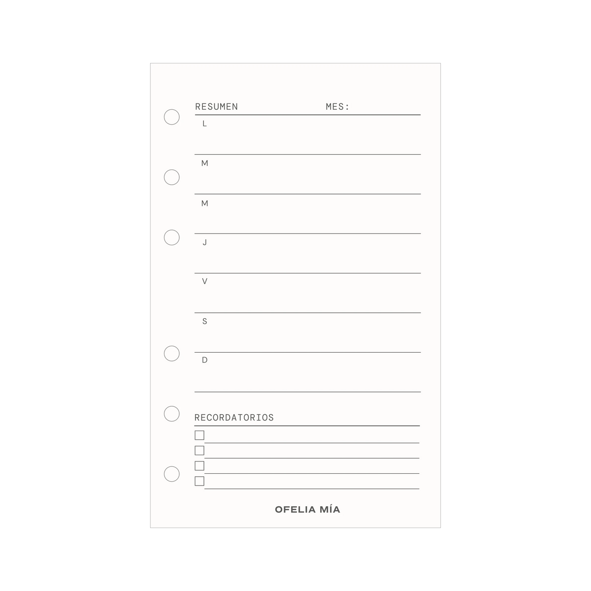 Planner semanal pocket